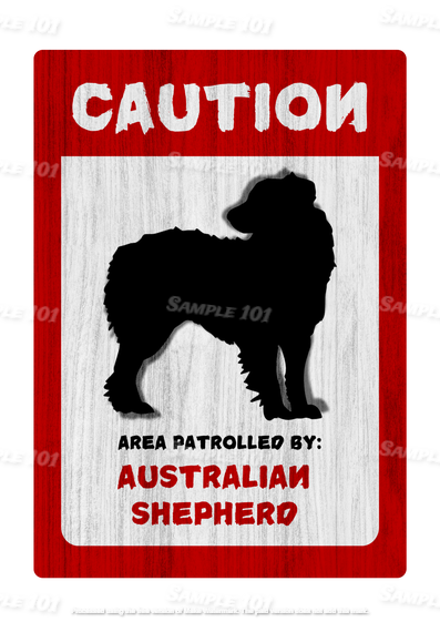 Australian Shepherd Sign Aussie Dog Lover Breed Caution Dog Home Wall Cafe Metal Sign