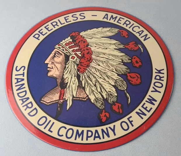 Vintage Retro Round Standard Oil Buick Jeep Red Crown Oregon Gasoline Colt Indian Motorcycles Oldsmobile Decorative Metal Sign