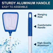 ** POOLAZA Hot Tub Skimmer Net Handheld - Professional Pool, Spa, Pond Skimmer Net with Aluminum Pole Handle****