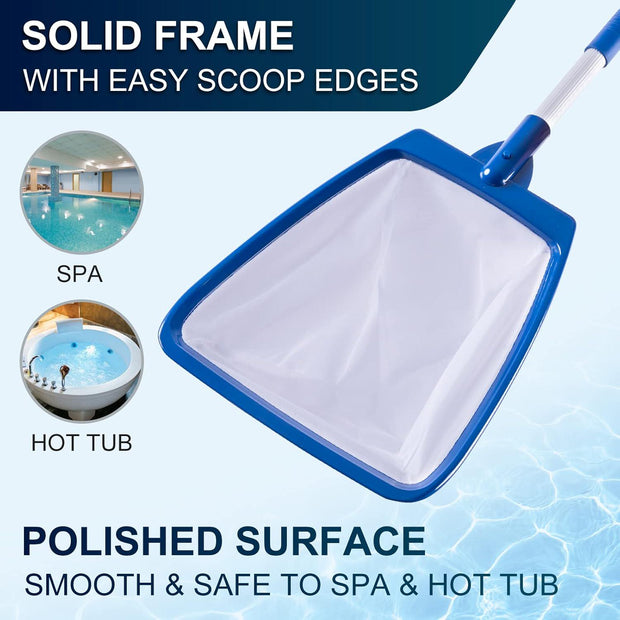 ** POOLAZA Hot Tub Skimmer Net Handheld - Professional Pool, Spa, Pond Skimmer Net with Aluminum Pole Handle****