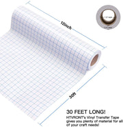 YRYM HT Transfer Tape for Vinyl - 12 x 30 Feet With Blue Alignment Grid