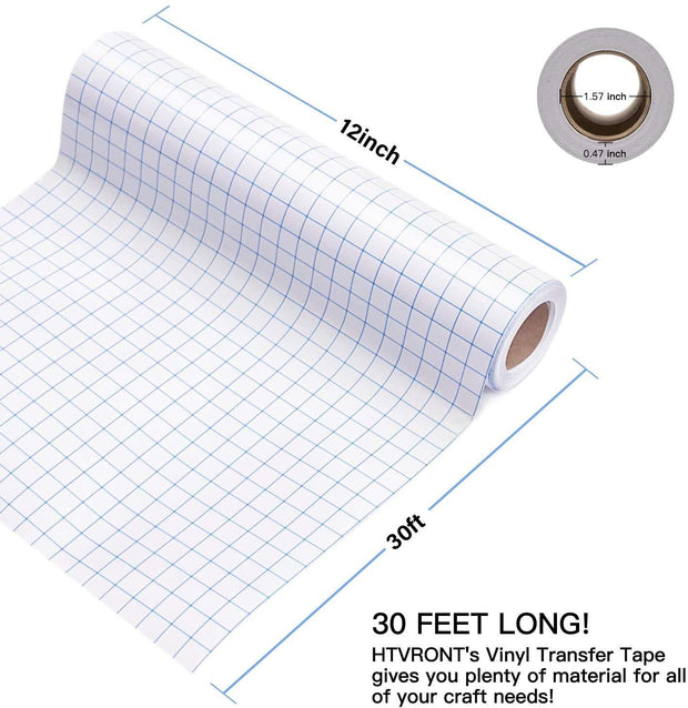 YRYM HT Transfer Tape for Vinyl - 12 x 30 Feet With Blue Alignment Grid