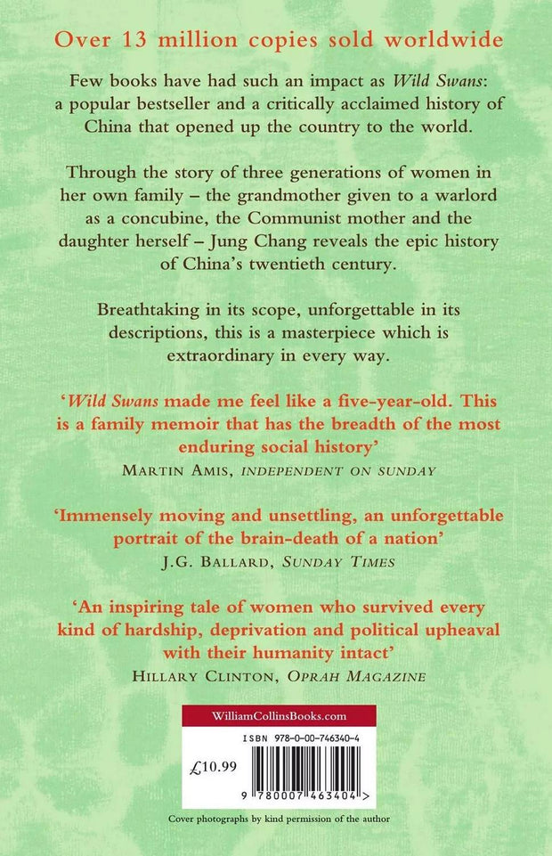 **Wild Swans: Three Daughters Of China by Jung Chang Paperback**------Experience the epic true story of one family's survival through some of China's most turbulent times in "Wild Swans." This best-selling and critically acclaimed book takes readers