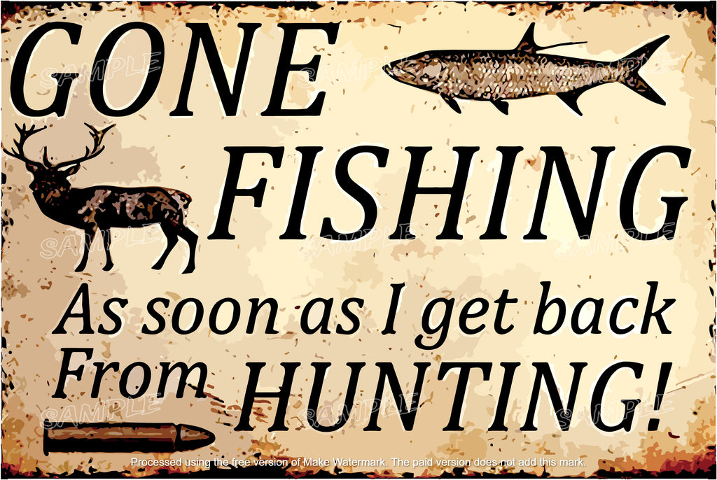 FISHING FROM HUNTING Retro Home Funny Humorous Decorative Lounge