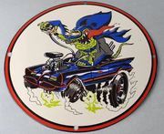 Vintage Retro Round Datsun Rocket Dr. Pepper Squirt Boeing Rat Fink Colt Kiwi Polish Marvel Decorative Metal Sign