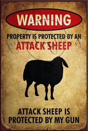 ATTACK SHEEP Retro/ Vintage Tin Metal Sign Man Cave, Wall Home Décor, Shed-Garag