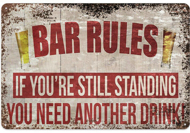 BAR Rules Garage Rustic Vintage Metal Tin Signs Man Cave, Shed & Bar Sign