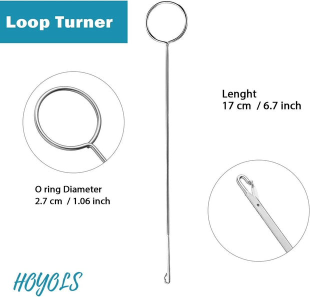 Drawstring Threader Replacement Set Stainless Steel Sewing Loop Turner Hook  & Tweezers for Fabric DIY Knitting