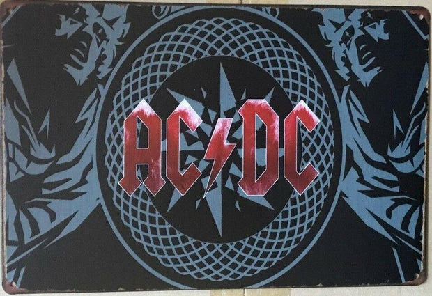 ACDC Rustic Look Vintage Tin Metal Sign Man Cave, Shed-Garage and Bar Sign
