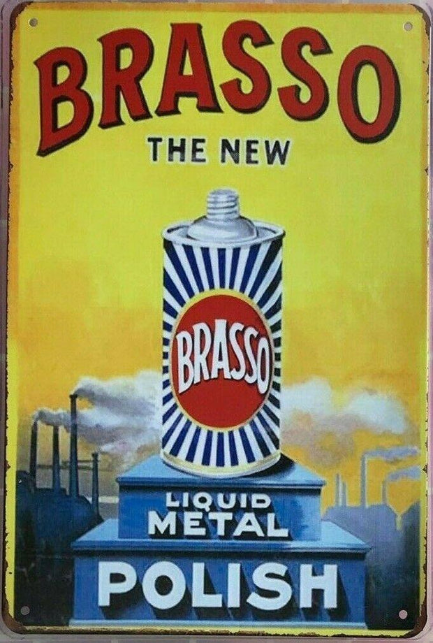 BRASSO METAL Garage Rustic Look Vintage Tin Signs Man Cave Shed and Bar SIGN