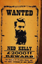 NED KELLY-WANTED Rustic Look Vintage Tin Metal Sign Man Cave, Shed-Garage and Bar