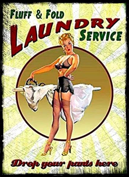 FLUFF & FOLD SERVICE Funny Retro/ Vintage Tin Metal Sign Man Cave, Wall Home Decor, Shed-Garage, and Bar