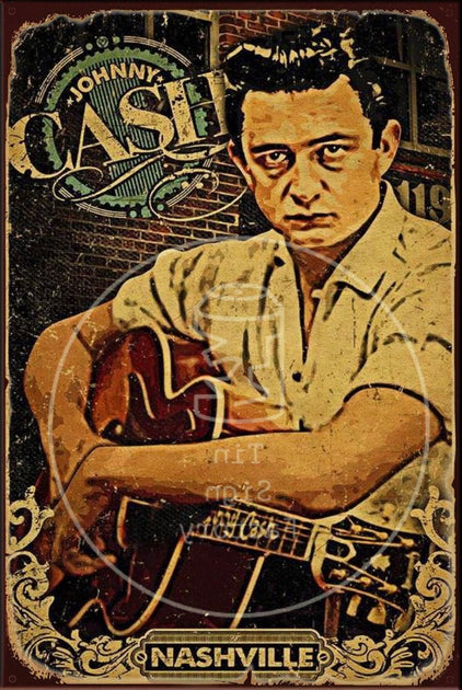 JOHNNY CASH Rustic Look Vintage Shed-Garage and Bar Man Cave Tin Metal ...