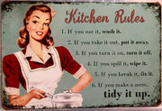 KITCHEN RULES Rustic Look Vintage Tin Metal Sign Man Cave Shed-Garage and Bar Sign