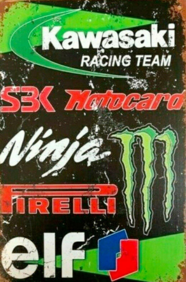 Kawasaki Racing Team new tin metal sign MAN CAVE