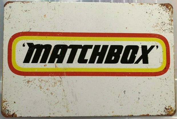 MATCHBOX Rustic Look Vintage Tin Metal Sign Man Cave, Shed-Garage and Bar Sign