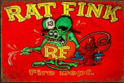 RAT FINK HOT ROD Garage Rustic Look Vintage Tin Signs Man Cave Shed and Bar SIGN