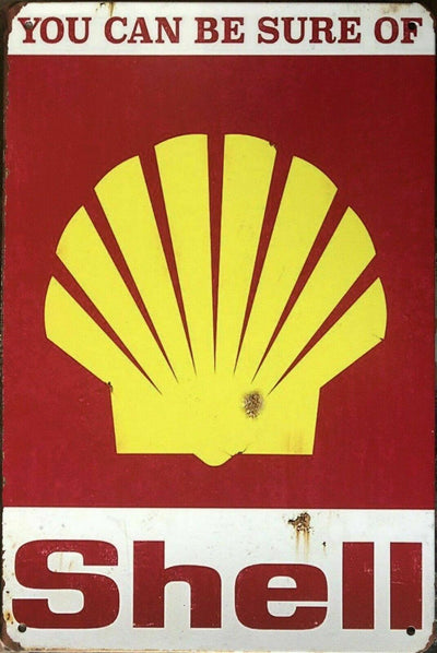 SHELL Rustic Look Vintage Tin Metal Sign Man Cave, Shed-Garage and Bar