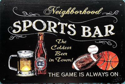 SPORTS BAR Rules Vintage Rustic Garage Metal Tin Sign Man Cave, Shed and Bar