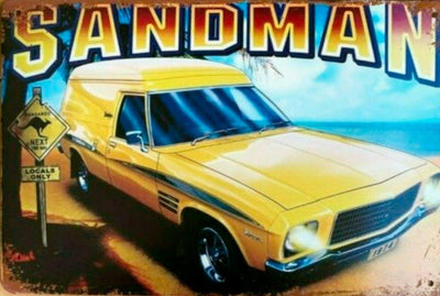 The Sandmans Yellow Car tin metal sign MAN CAVE brand new