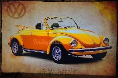 VOLKSWAGEN BEETLE 1972 Rustic Retro/Vintage  Home Garage Wall Cafe Resto or Bar Tin Metal Sign