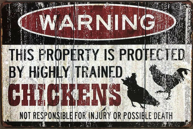 WARNING Garage Rustic Look Vintage Metal Tin Signs Man Cave, Shed and Bar Sign