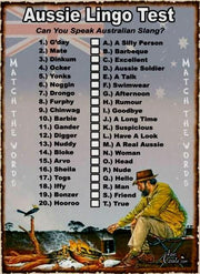 AN AUSSIE LINGO TEST Retro/ Vintage Tin Metal Sign Man Cave, Wall Home Decor, Shed-Garage, and Bar