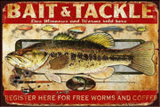 BAIT AND TACKLE Vintage Retro Rustic Garage Pub Man Cave Bar Plaques Metal Sign