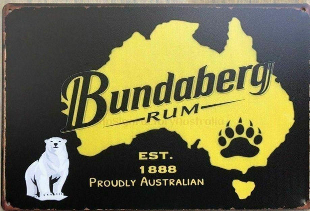 BUNDABERG RUM EST. 1888 Rustic Retro/Vintage  Home Garage Wall Cafe Resto or Bar Tin Metal Sign