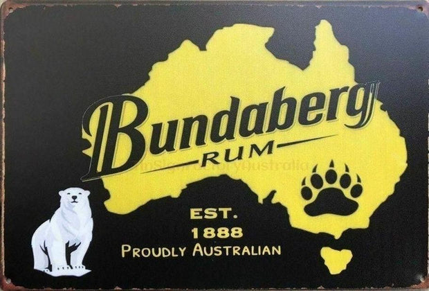 BUNDABERG RUM EST. 1888 Rustic Retro/Vintage  Home Garage Wall Cafe Resto or Bar Tin Metal Sign