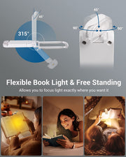"Portable USB Rechargeable Book Light - Adjustable Warm White Glow, Perfect for Reading in Bed or on the Go!"