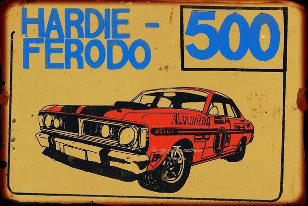 ALLAN MOFFAT-HARDIE FERODO 500 Retro Rustic Look Vintage Tin Metal Sign Man Cave, Shed-Garage, and Bar