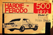 HARDIE FERODO 500 1972 Rustic Look Vintage Tin Metal Sign Man Cave, Shed-Garage, and Bar