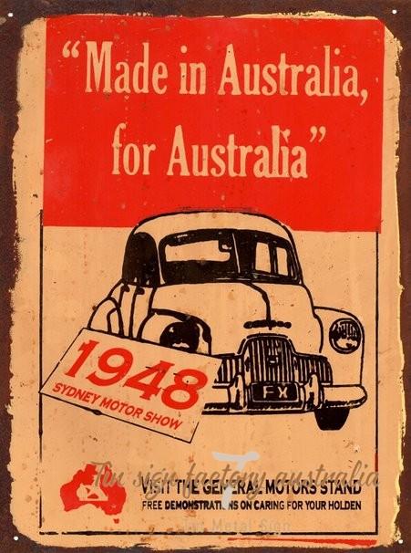 1948 SYDNEY MOTOR SHOW Rustic Look Vintage Tin Metal Sign Man Cave, Shed-Garage and Bar