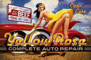 YELLOW ROSE COMPLETE AUTO REPAIR Metal Sign Decor Retro Wall Bar Home Pub Club