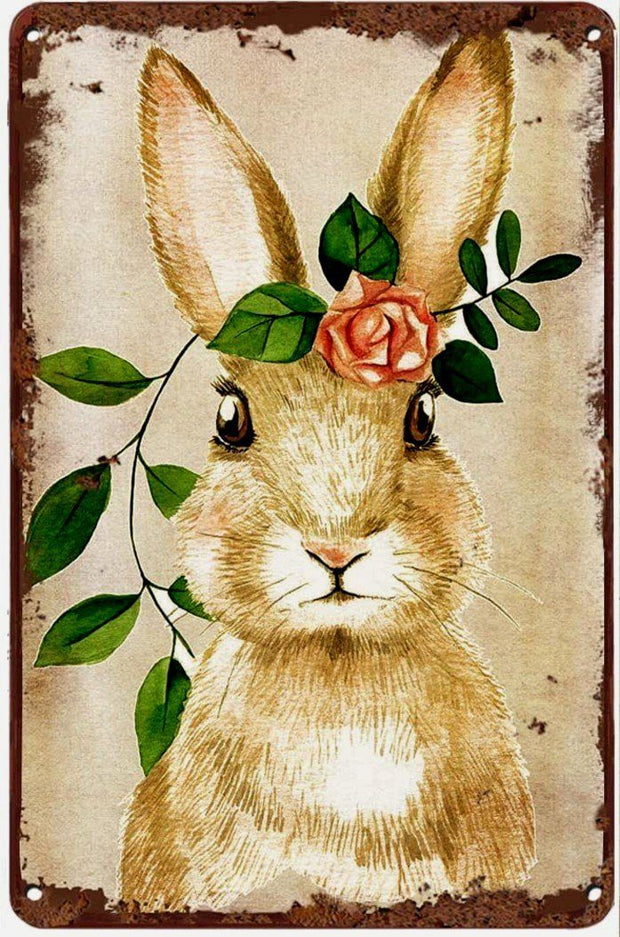 RABBIT IN FLORA  Funny Novelty Retro/ Vintage Tin Metal Sign Man Cave, Wall Home Decor, Shed-Garage, and Bar