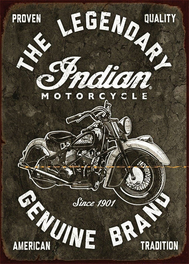 THE GENUINE LEGENDARY-INDIAN Retro Rustic Look Vintage Tin Metal Sign Man Cave, Shed-Garage, and Bar