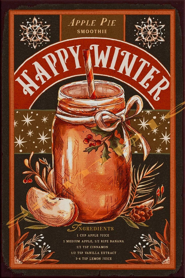 WINTER JAR Holiday Seasonal Home Resto Wall Café Bar Décor Tin Metal Sign